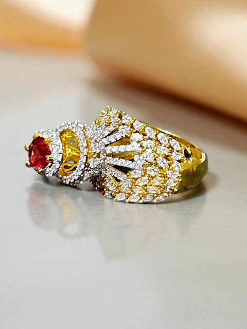 Crown Ruby Gold plated Ring