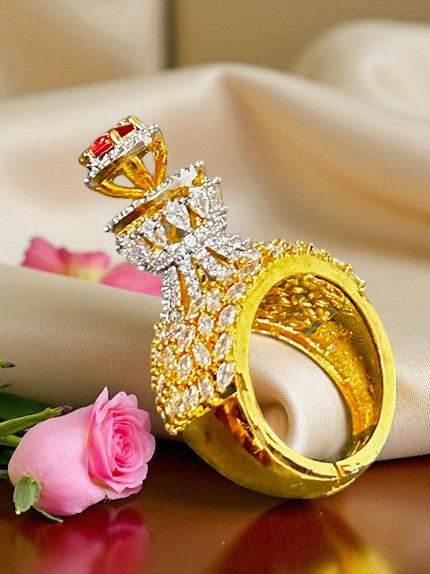 Crown Ruby Gold plated Ring