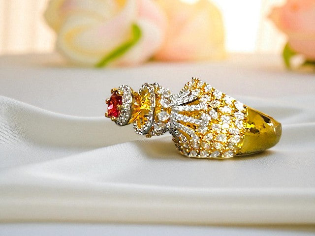 Crown Ruby Gold plated Ring