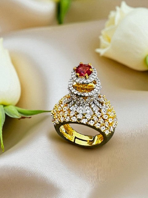 Crown Ruby Gold plated Ring
