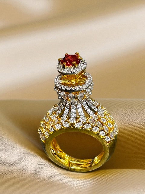 Crown Ruby Gold plated Ring