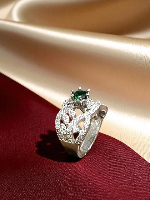 Lyna Emerald Green Silver Ring