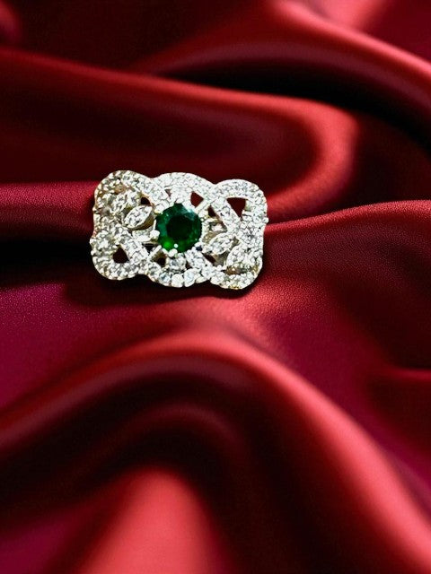Lyna Emerald Green Silver Ring