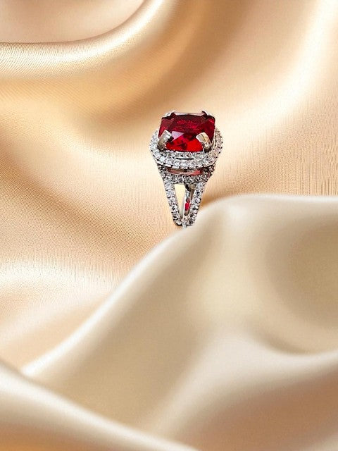 Queen Crown Ruby Gold plated Ring