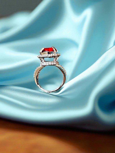 Queen Crown Ruby Gold plated Ring