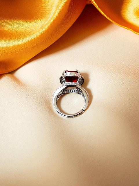 Queen Crown Ruby Gold plated Ring