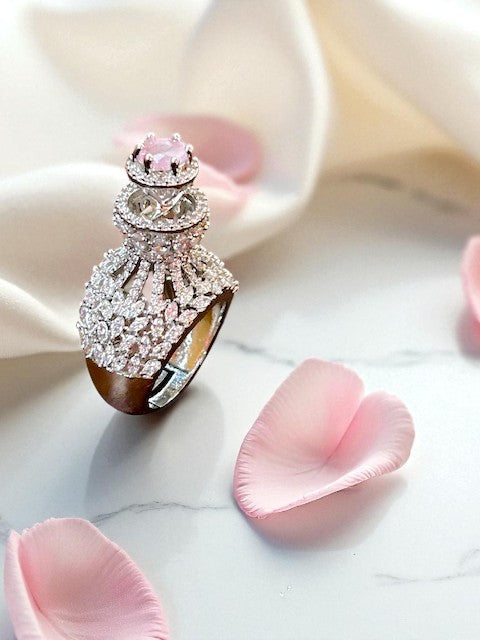 Crown Pink Silver Ring