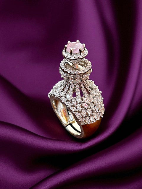 Crown Pink Silver Ring