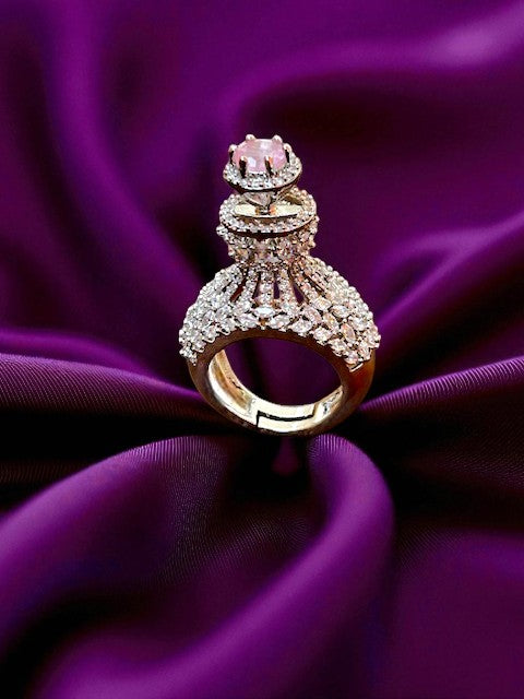 Crown Pink Silver Ring