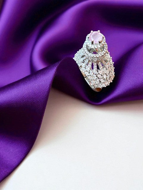 Crown Pink Silver Ring