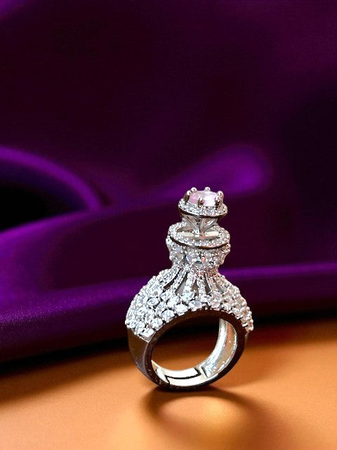 Crown Pink Silver Ring