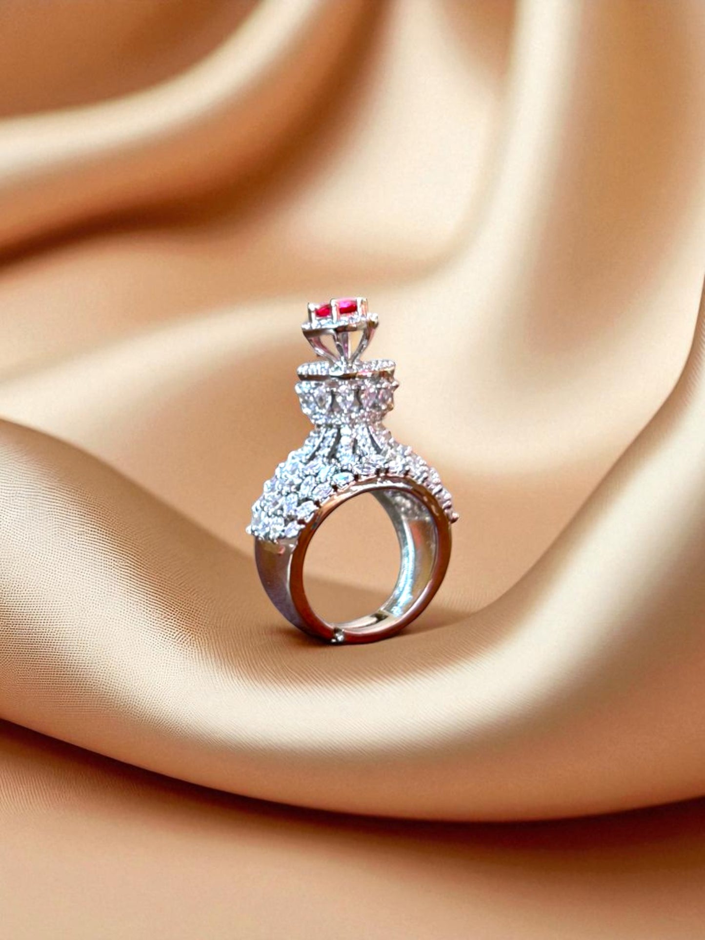 Crown Ruby Silver Ring