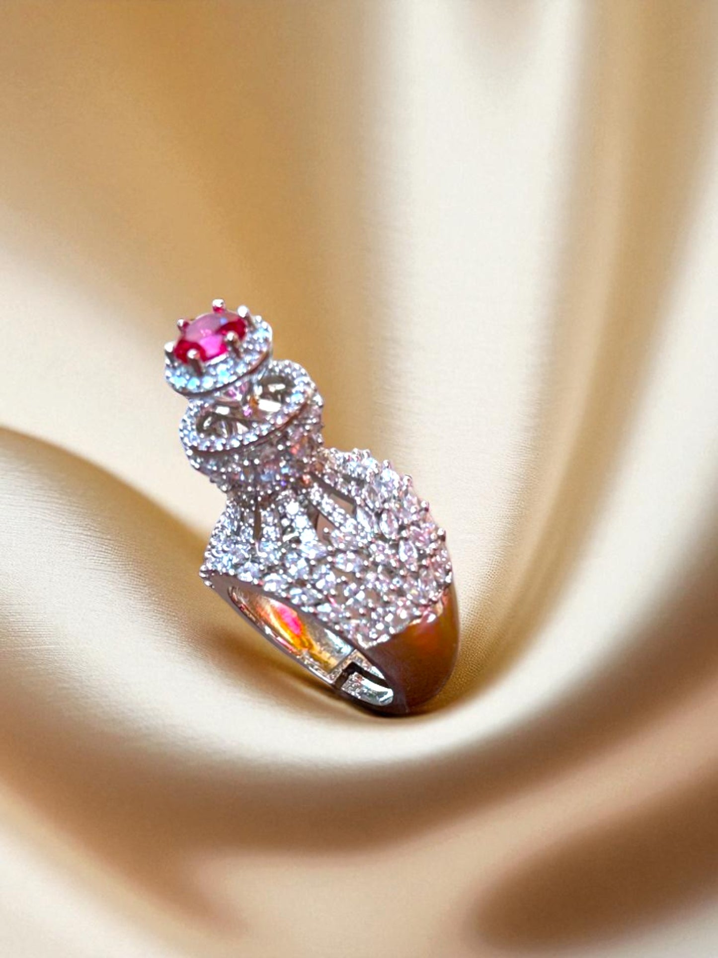 Crown Ruby Silver Ring