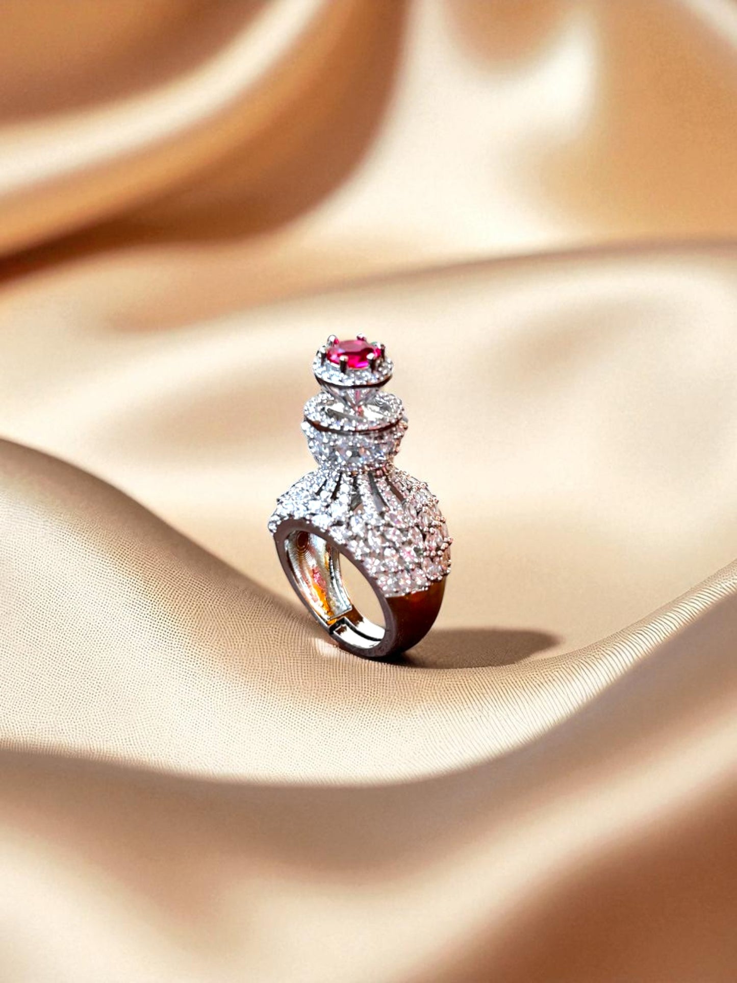 Crown Ruby Silver Ring