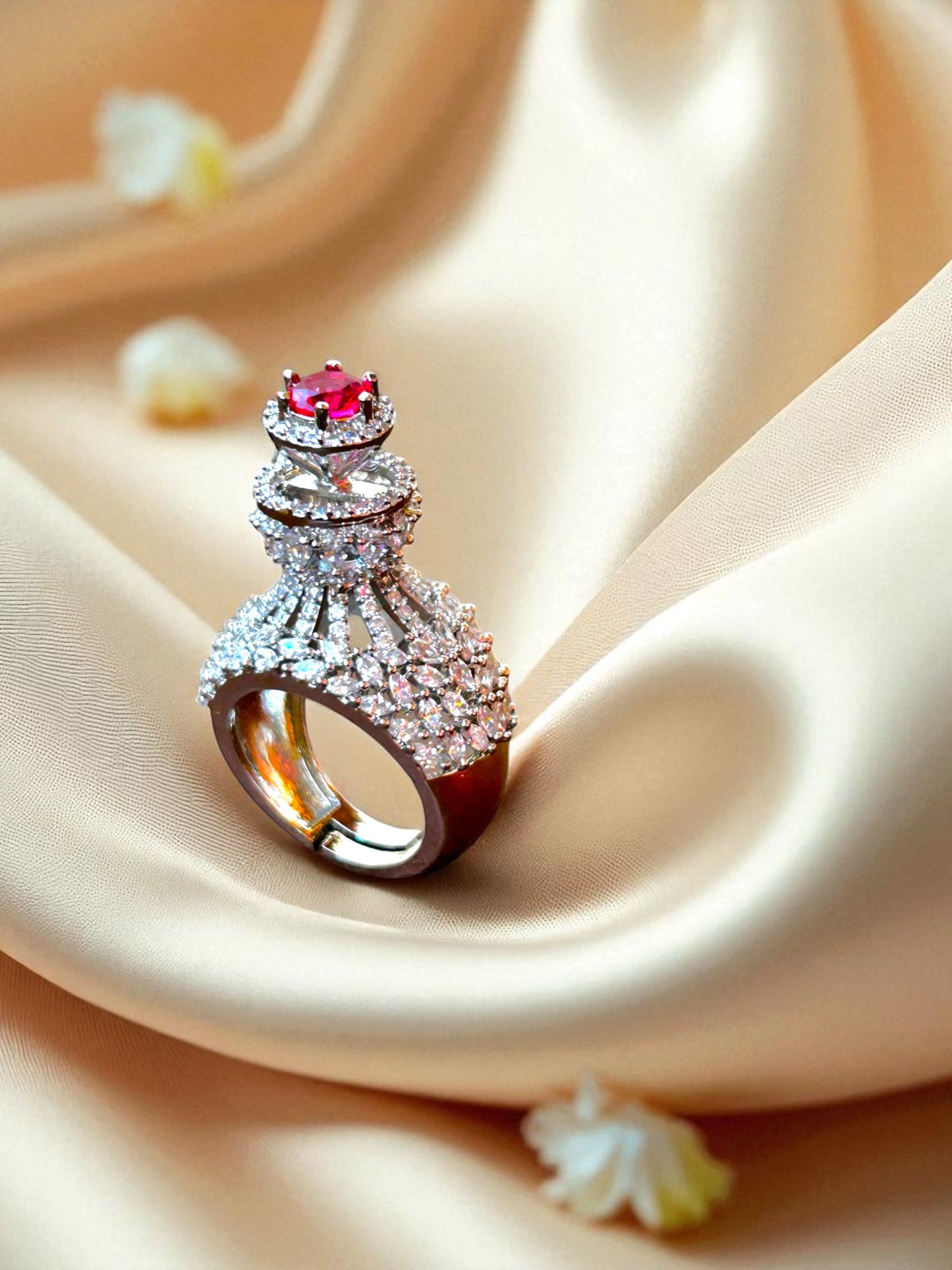 Crown Ruby Silver Ring