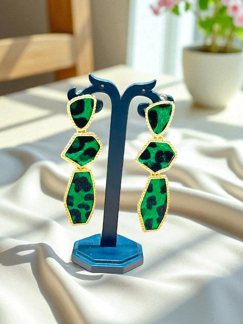 Green Leopard Earrings