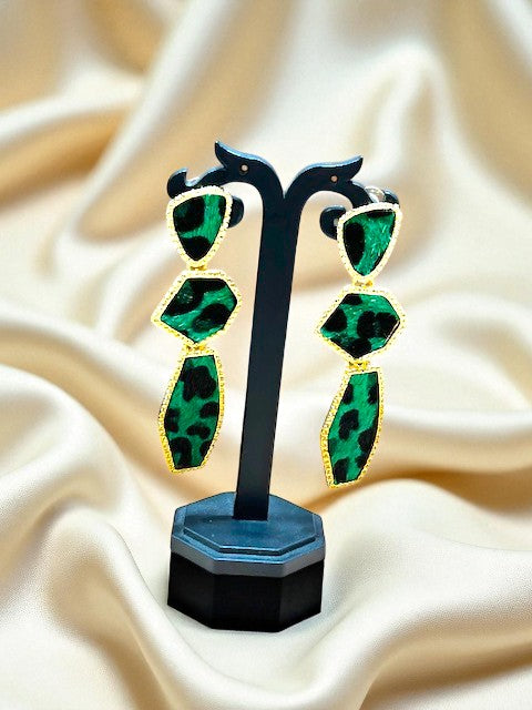 Green Leopard Earrings