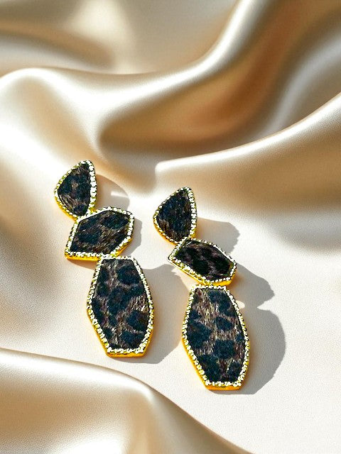 Dark Brown Leopard Earrings
