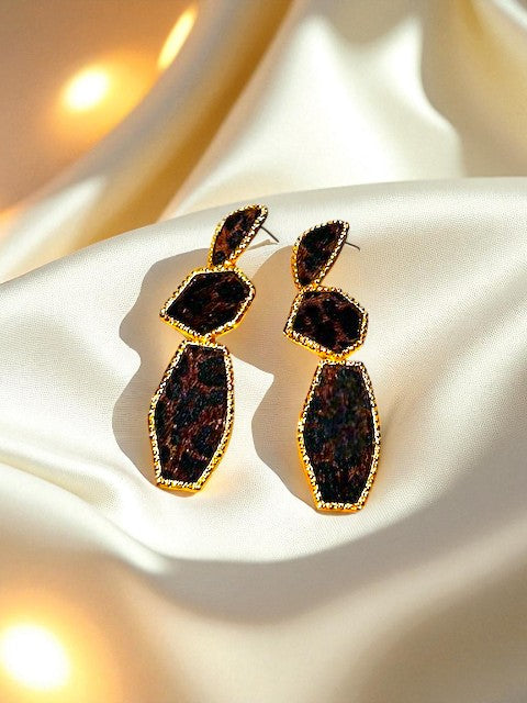 Dark Brown Leopard Earrings