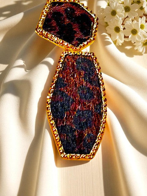 Dark Brown Leopard Earrings