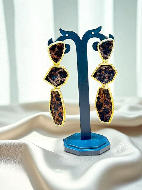 Dark Brown Leopard Earrings