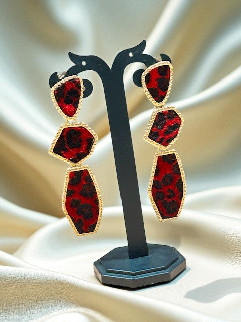 Red Leopard Earrings