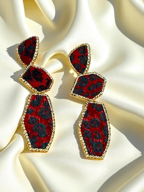 Red Leopard Earrings