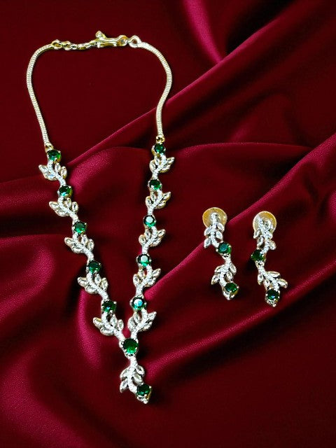 Crystal Veil Emerald Silver Set