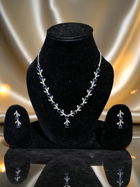 Crystal Veil Sapphire Blue Silver Set