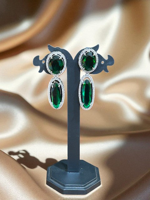 Emerald Glam Drop Earrings