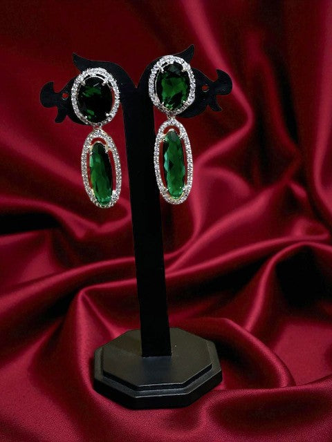 Emerald Glam Drop Earrings