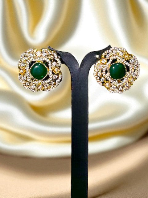 Emerald Crown Studs Earrings