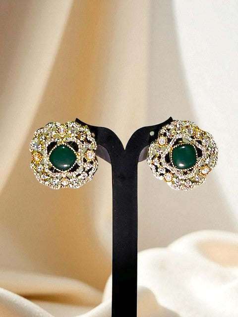 Emerald Crown Studs Earrings
