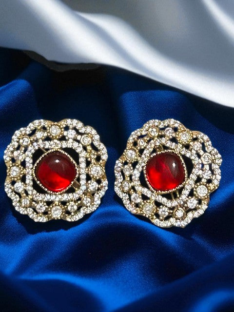 Crimson Crown Studs Earrings