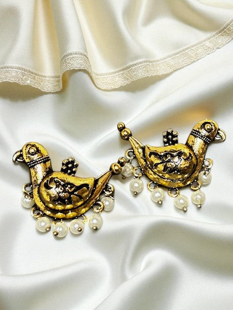 Vintage pearl danglers Bird Earrings
