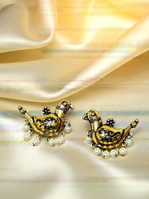 Vintage pearl danglers Bird Earrings