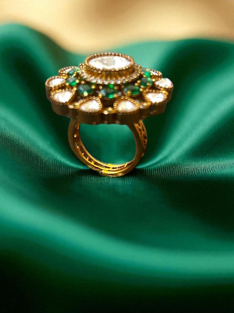 Arina Floral Emerald Ring
