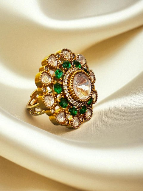 Arina Floral Emerald Ring