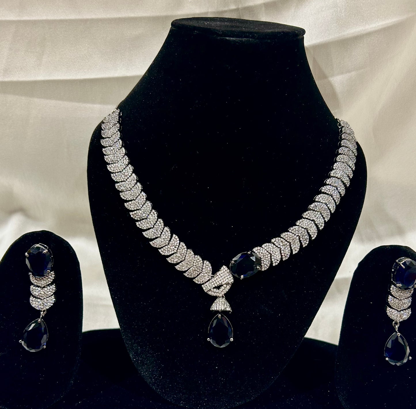 Navy American diamond necklace