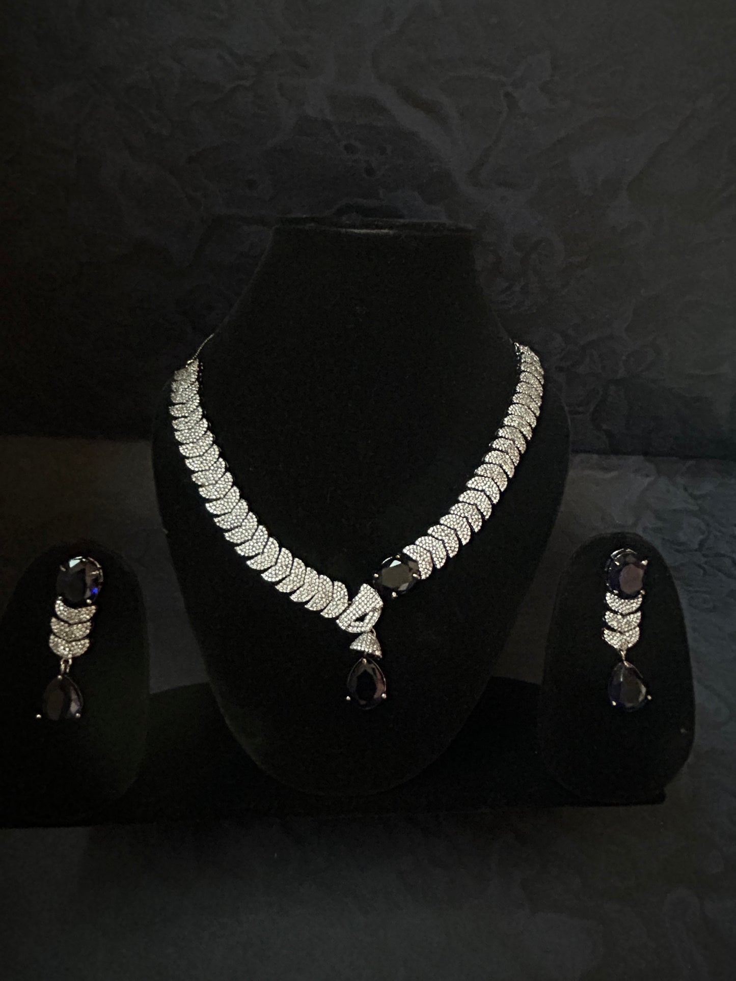 Navy American diamond necklace