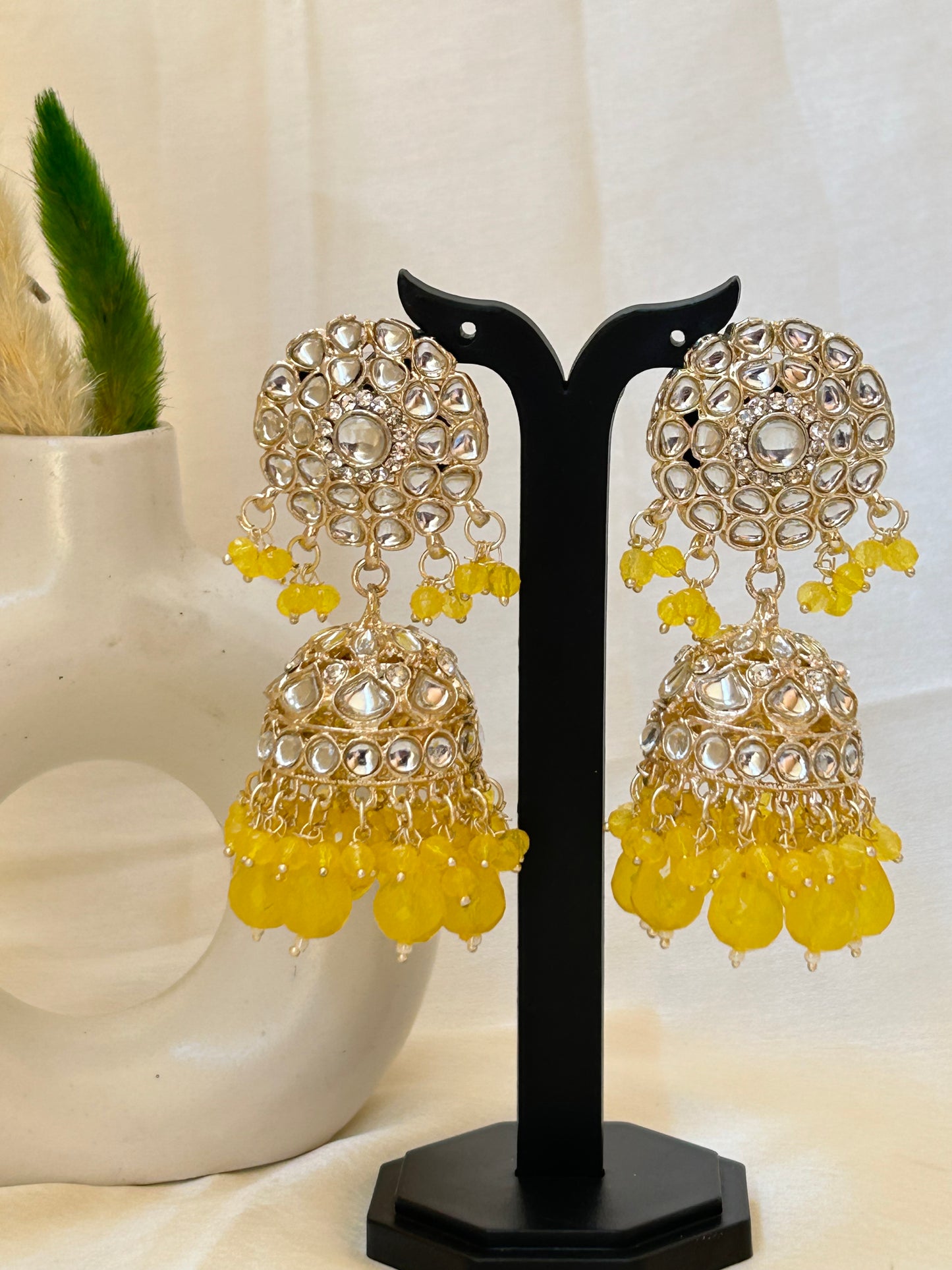 Yellow Heena jhumka