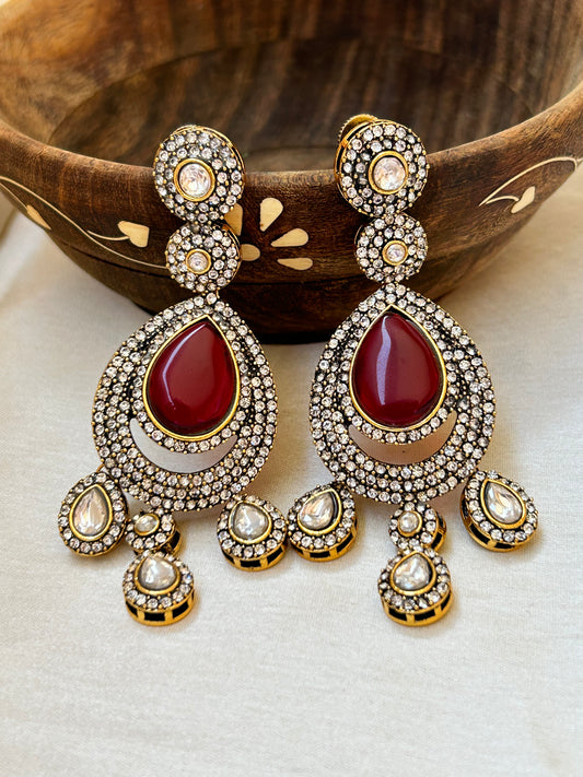 Maroon Heer Victorian earrings