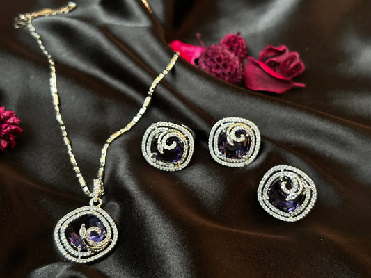 Khwaish purple pendant set with ring