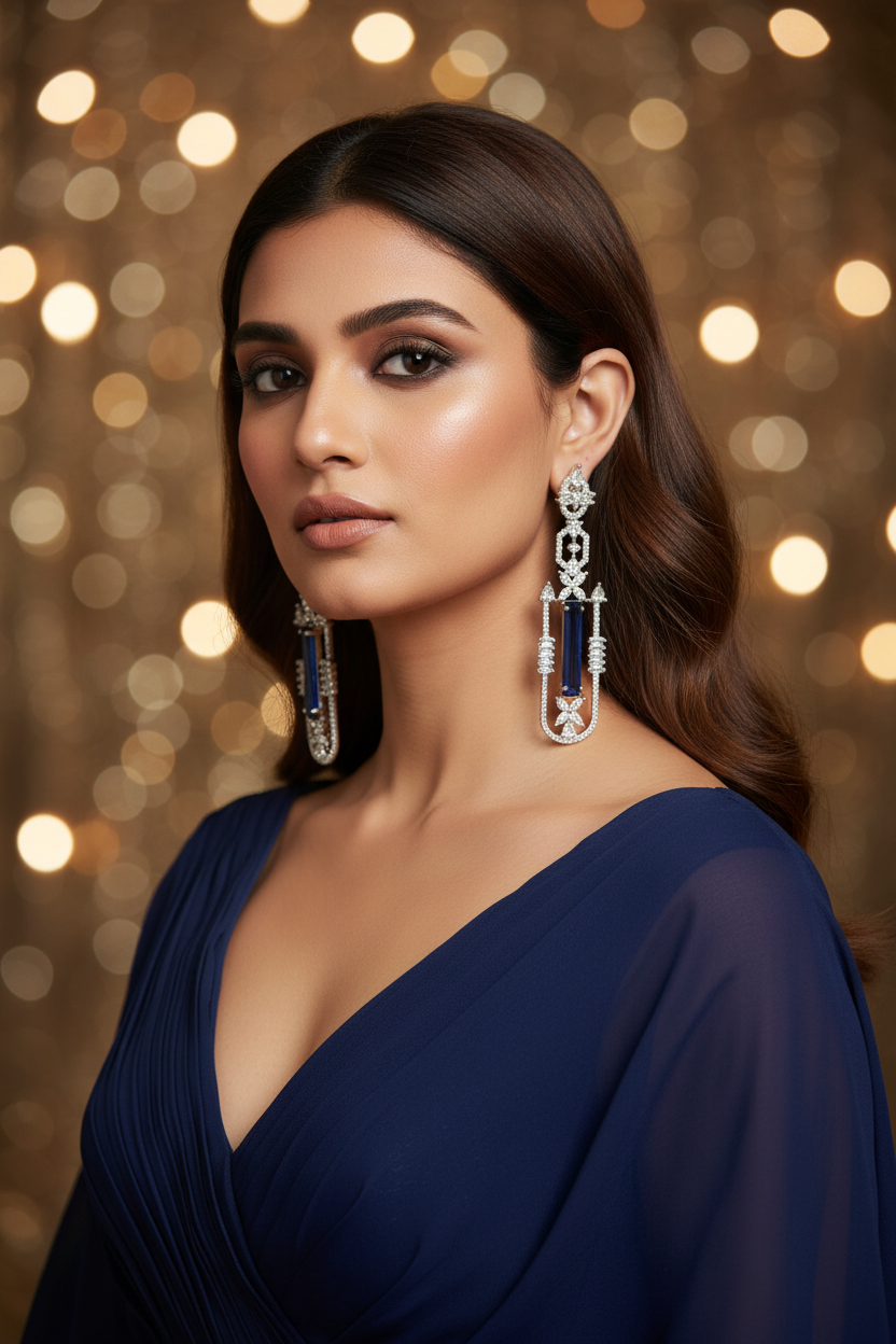 Hitanshi navy earrings