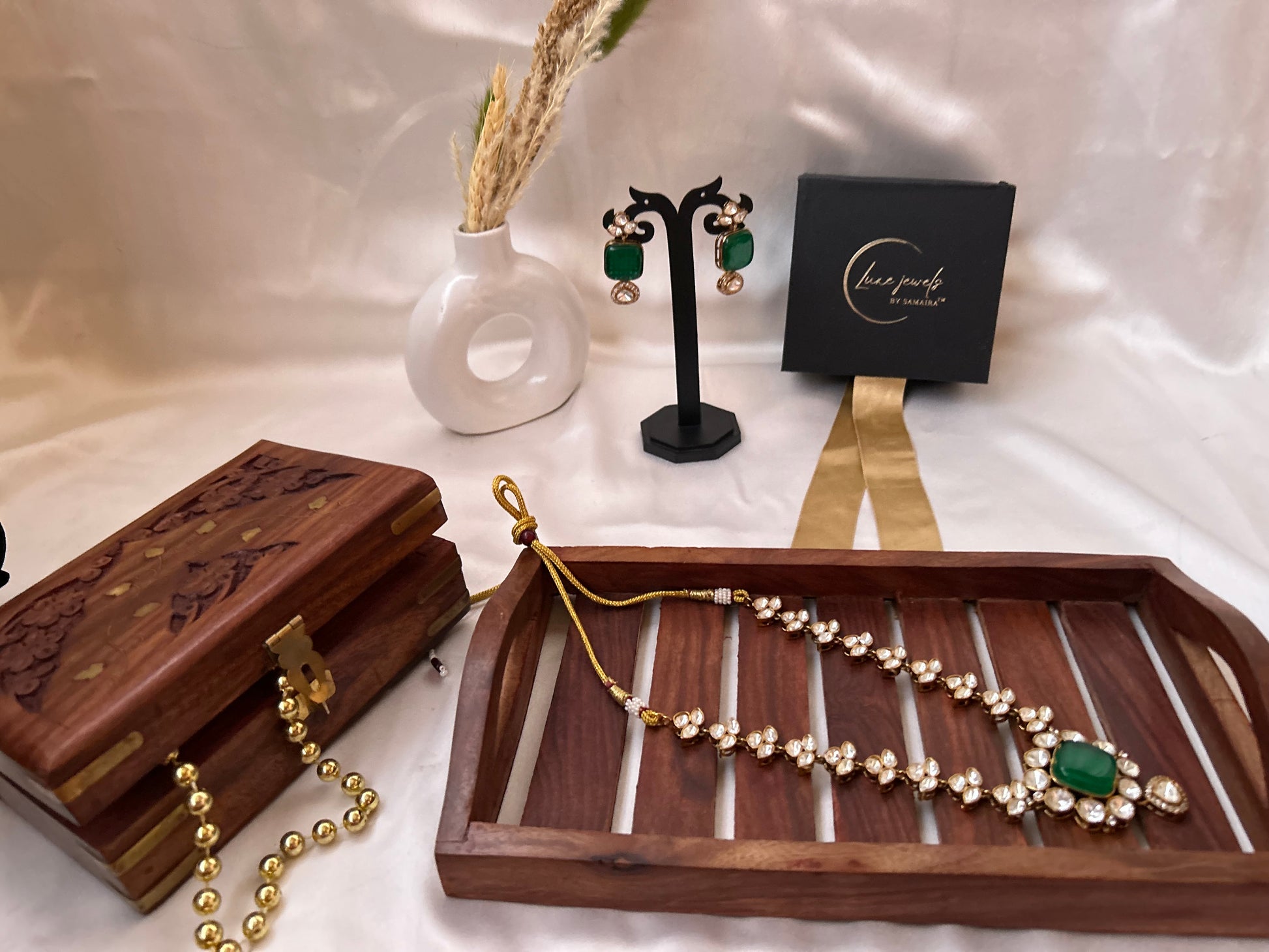Emerald green  kundan necklaceset