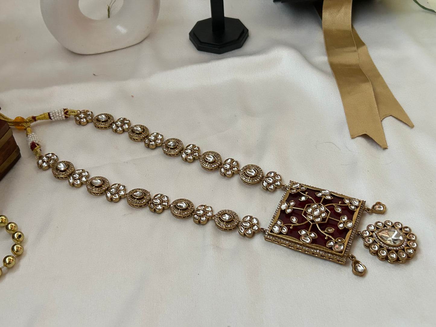 Akrati ruby red necklace set.