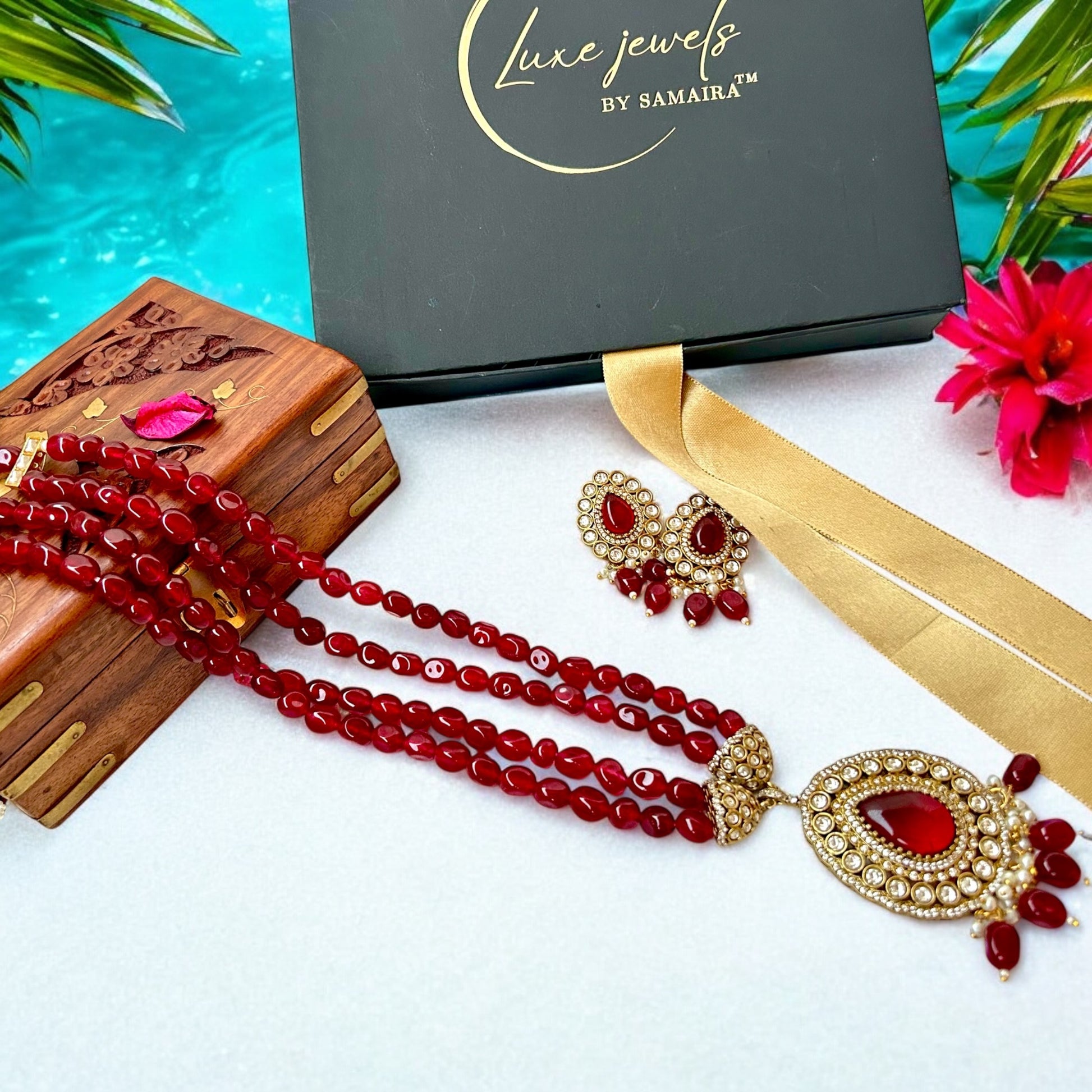 red rani haar ,long necklace set