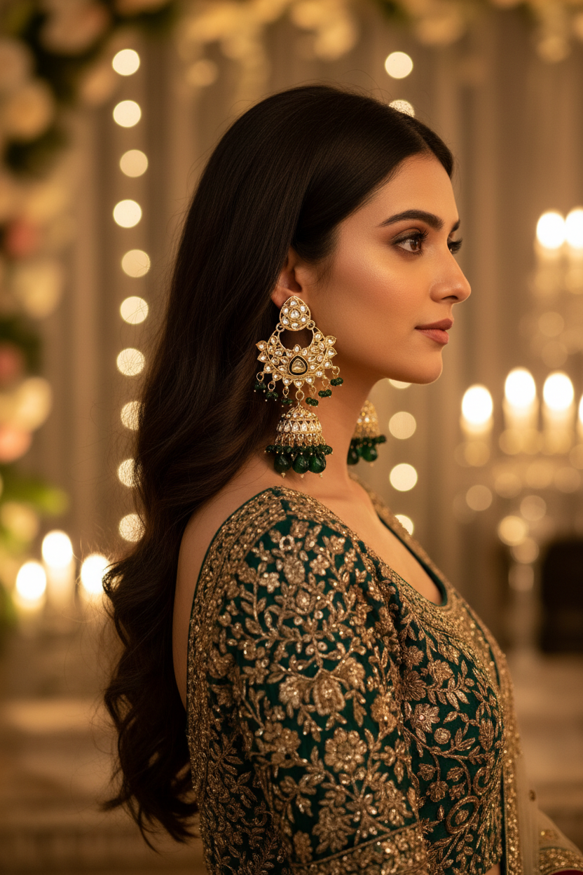 Swati emerald green jhumka