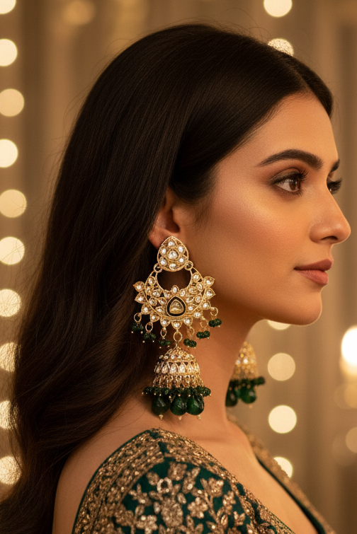 Swati emerald green jhumka