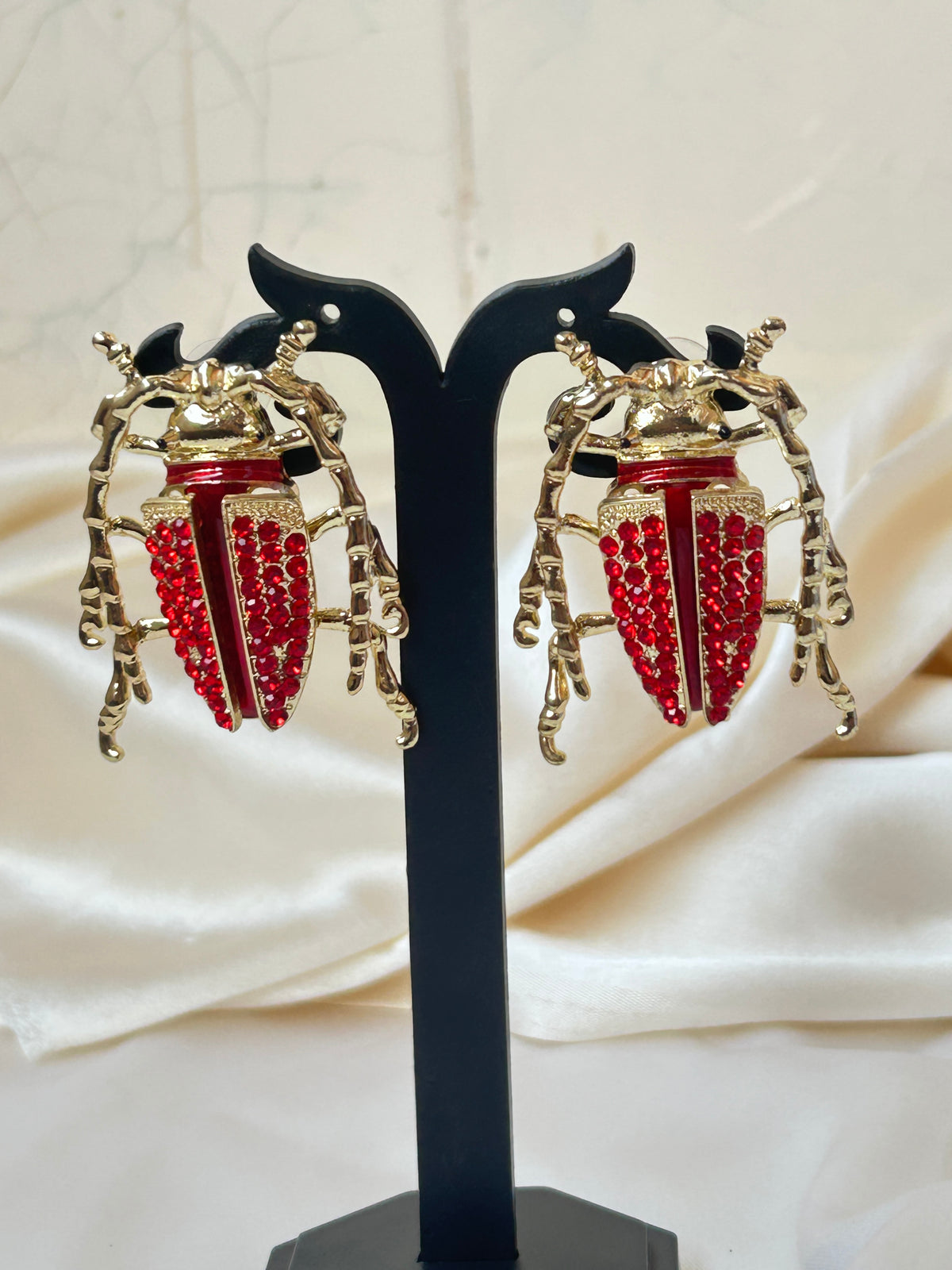 Enamel Red beetle Earrings